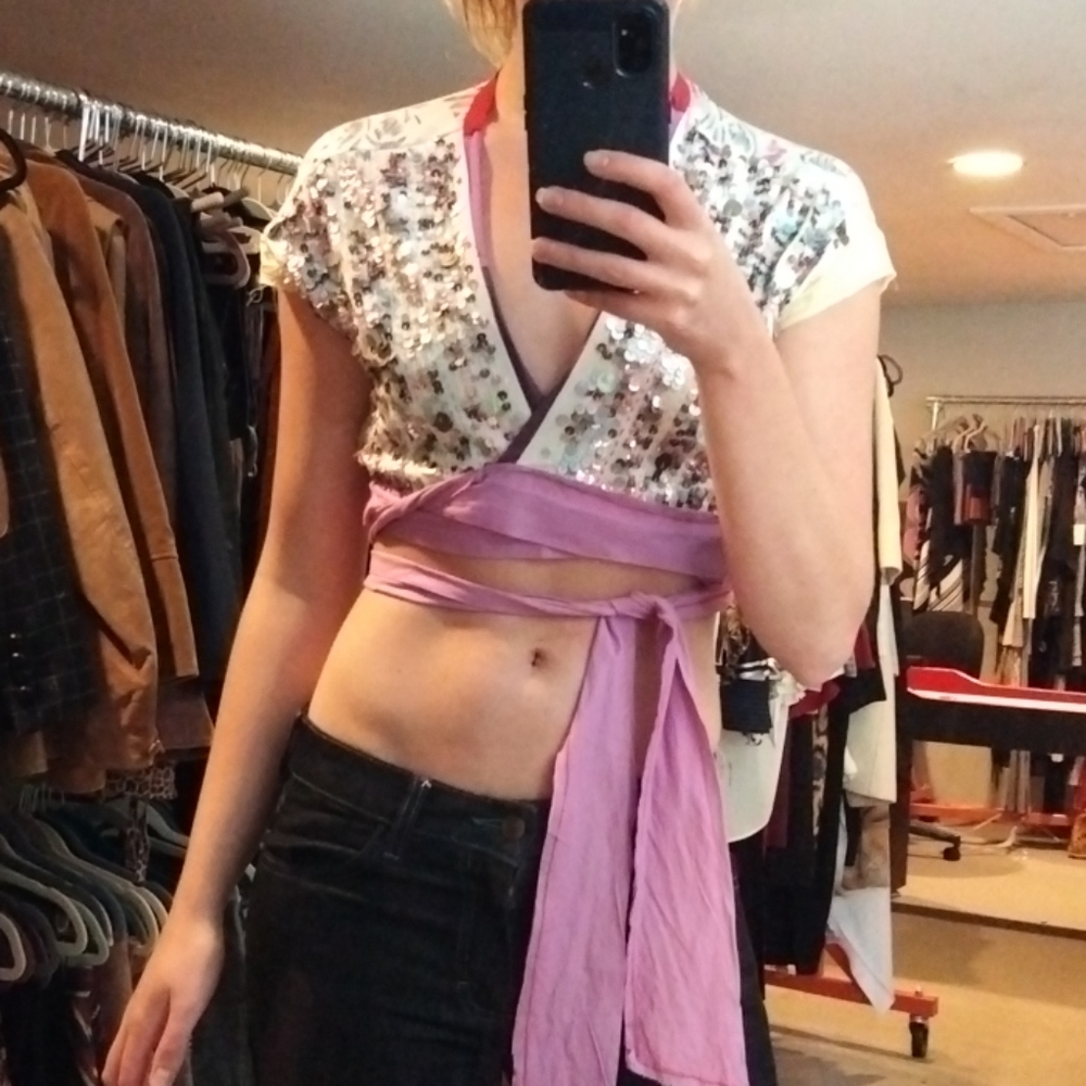 Common Threads Sequined Wrap around Top